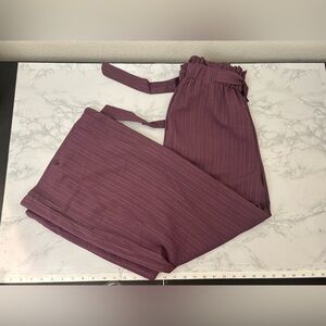 Shein Womens Pants Sz L  Pull On Palazzo Wide Leg Purple Casual Drawstring